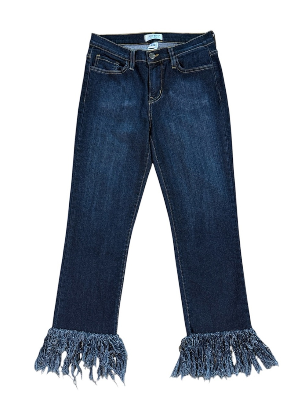 Judy Blue Heavy Fringe Hem Cropped Jeans Blue